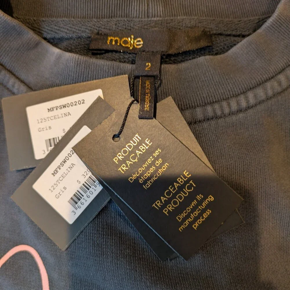 Maje Celine Dion 100% Cotton sweatshirt M - Picture 7 of 9